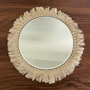Fringed Cream Wall Mirror